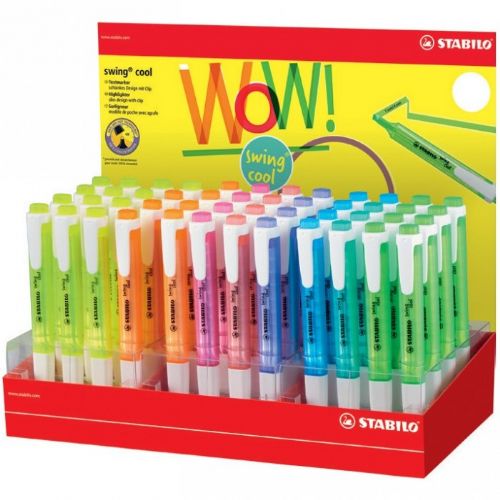 EVIDENZIATORI STABILO SWING COOL ESPOSITORE 48 PZ COLORI ASSORTITI FLUO 275/48-1